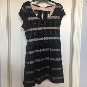Candie's Black Lace Overlay Pink Dress